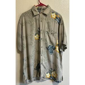 Men's Caribbean Blues Sz Lg Hawaiian Button Up Short Sleeve Vacation Resort